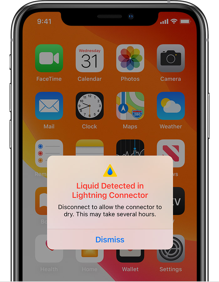 宁海苹果手机维修分享iPhone 12 在充电时出现 “闪电接口检测到液体”的提示怎么办 